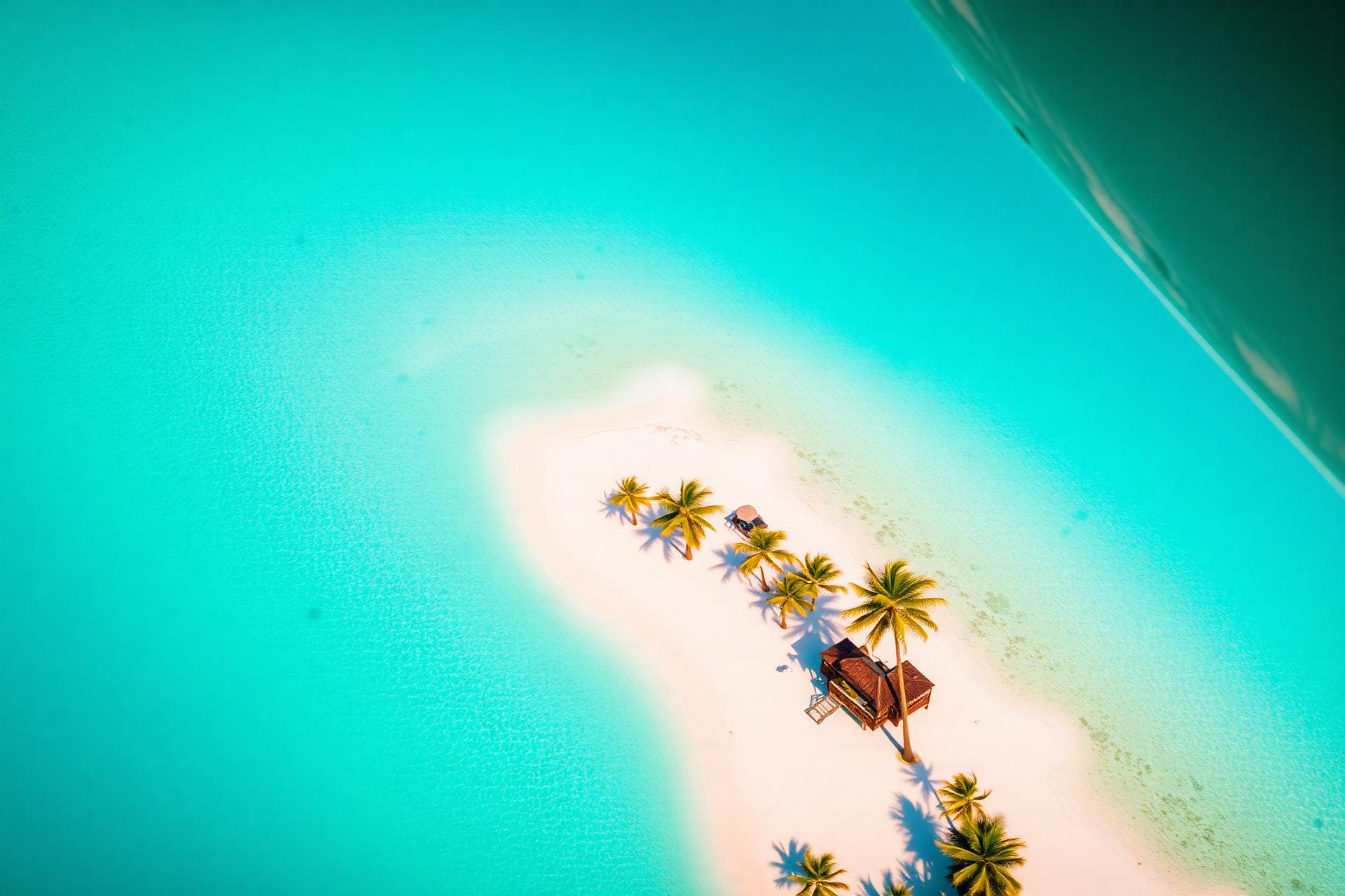 Praia tropical paradisíaca vista do avião